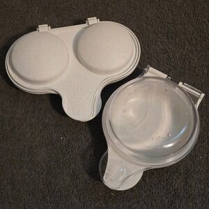 Nordic Ware Kitchen Microwave Egg Poacher and Muffin Maker Set White Speckled OS